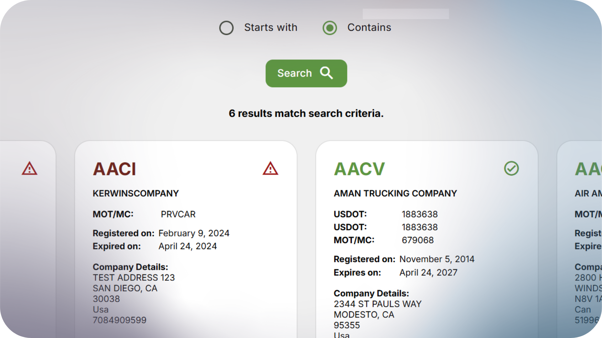 SCAC Active Status Product View